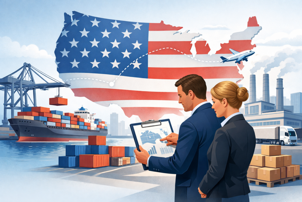 Companies shifting supply chain and manufacturing operations to the United States with logistics and distribution planning